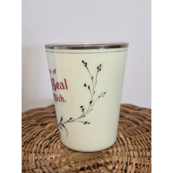 Antique Custard C.m. beal Glass Souvenir Cup. Armada Michigan - Picture 4 of 8